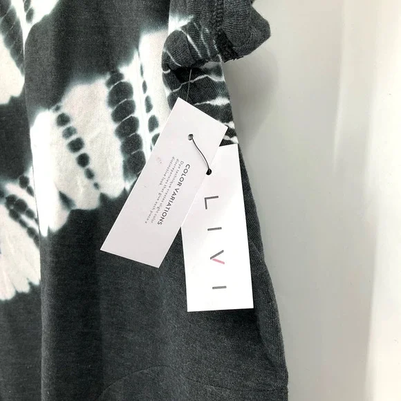 Livi Lane Bryant Hoodie Sweater Dress Tie Dye White Charcoal Size 18/20 NWT - Picture 3 of 5